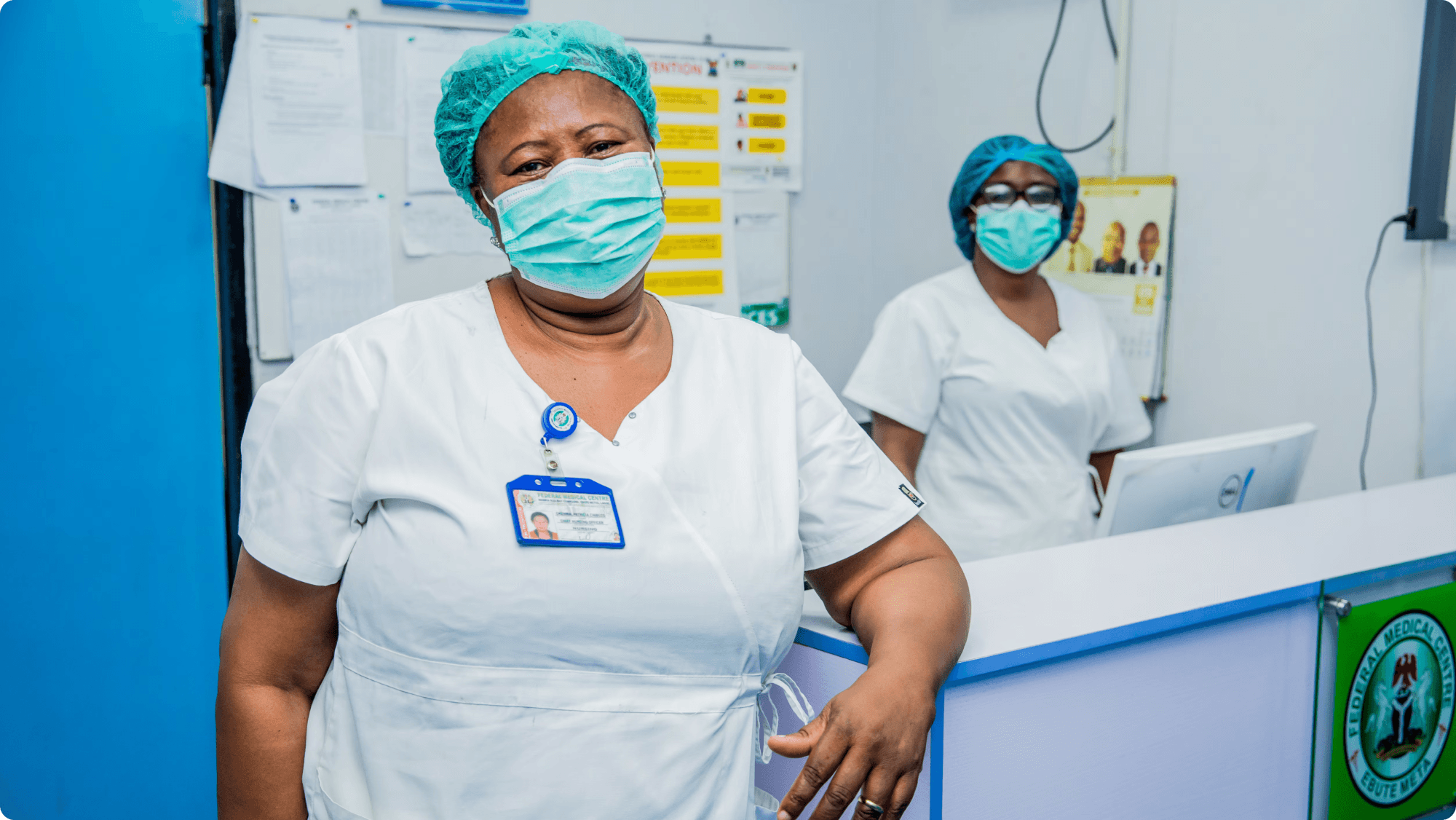 Healthcare professionals at a nurses station