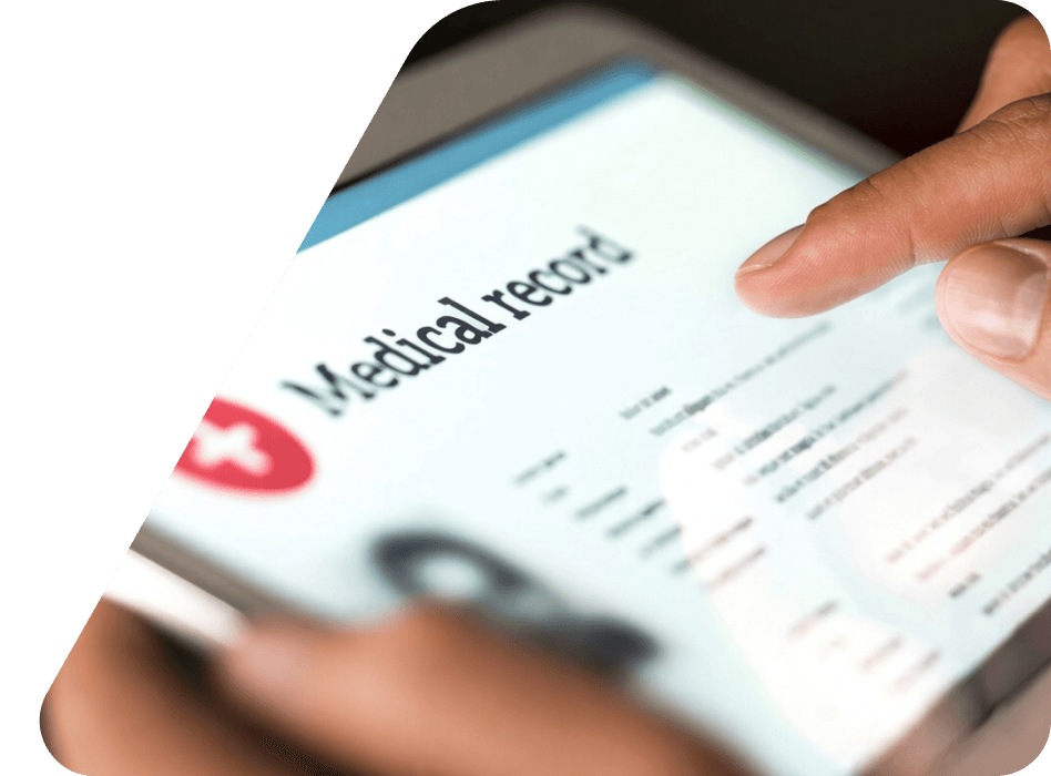 Tablet showing a medical record